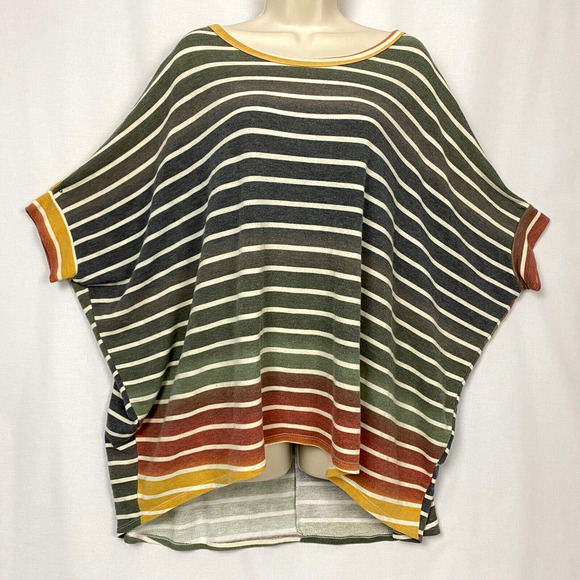 Andree by Unit Sweater Womens Large Striped Dolman Sleeve Boxy Oversized Soft - Picture 1 of 11